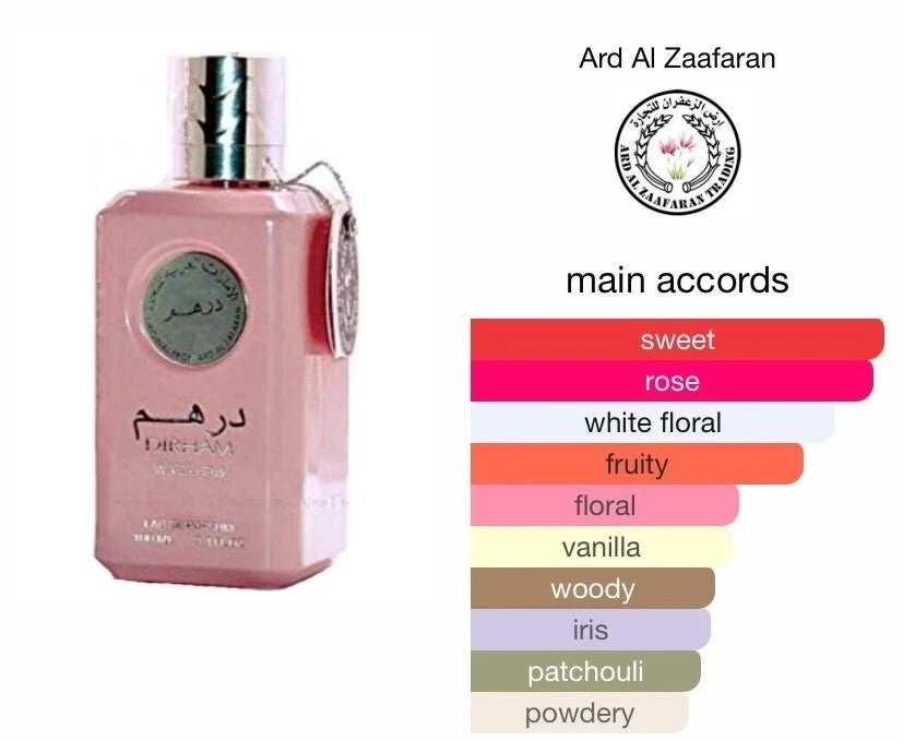 Dirham Wardi 100ml Unisex Perfume by Ard Al Zaafaran - Sealed, Free Fast Shippin